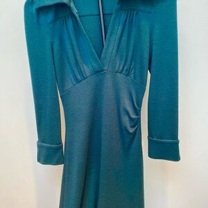 Diane Von Furstenberg Forest Green Long Sleeve Wool Dress